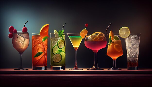 Real Liquor Selection Of Different Rare Type Of Cocktails