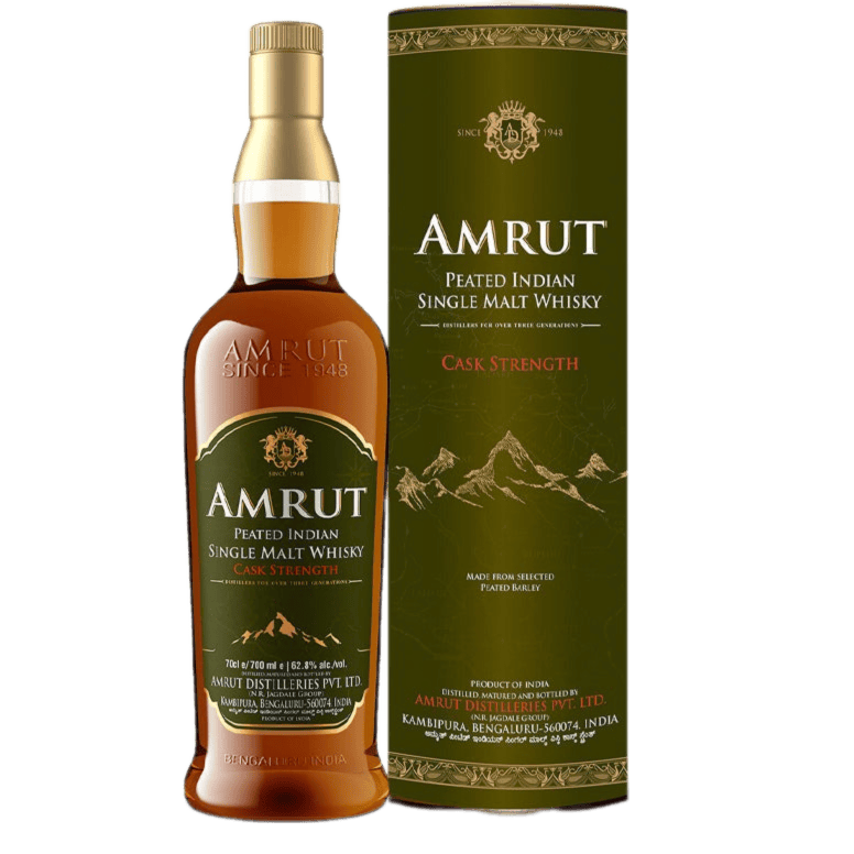 Amrut Cask Strength Peated Indian Single Malt Whisky -750ML Whiskey