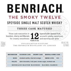 BenRiach 12 Years Old The Smoky Twelve Three Cask Matured Speyside Single Malt Scotch Whisky 
