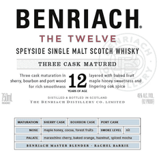 BenRiach 12 Years Old The Twelve Three Cask Matured Speyside Single Malt Scotch Whisky 