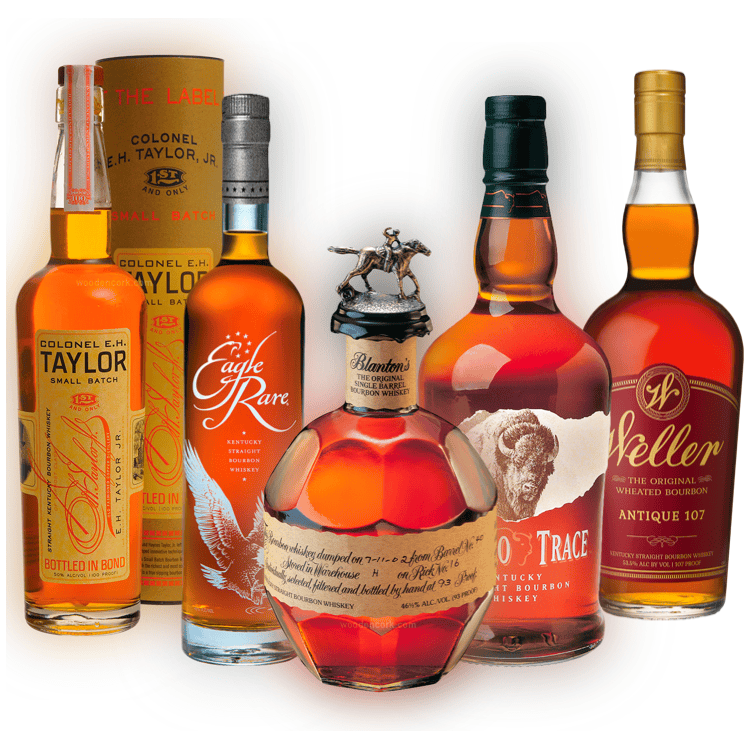 Blanton's Original, Eagle Rare, Weller Antique 107, Buffalo Trace, and EH Taylor Small Batch Ultimate Bourbon Connoisseur Bundle 