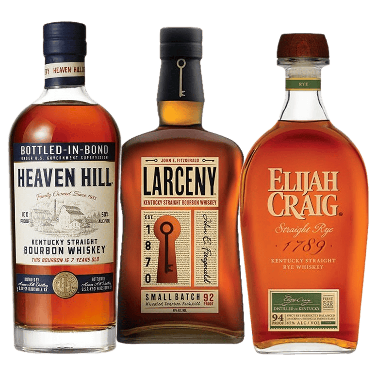 Heaven Hill 7 Year Bottled In Bond, Larceny Small Batch & Elijah Craig Straight Rye Bundle - 750ML 