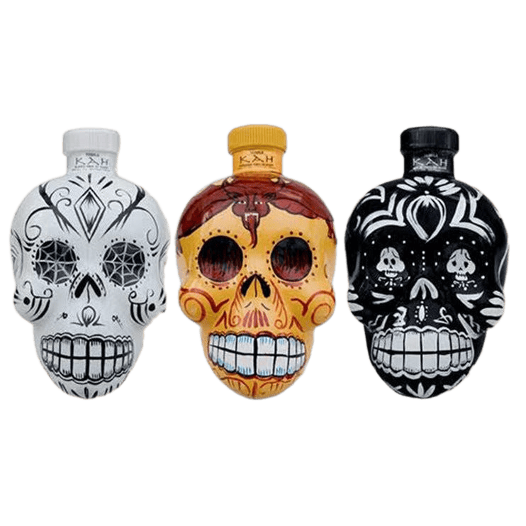 KAH Tequila Miniature Skull Bottle 50ml Collection - 50ML 