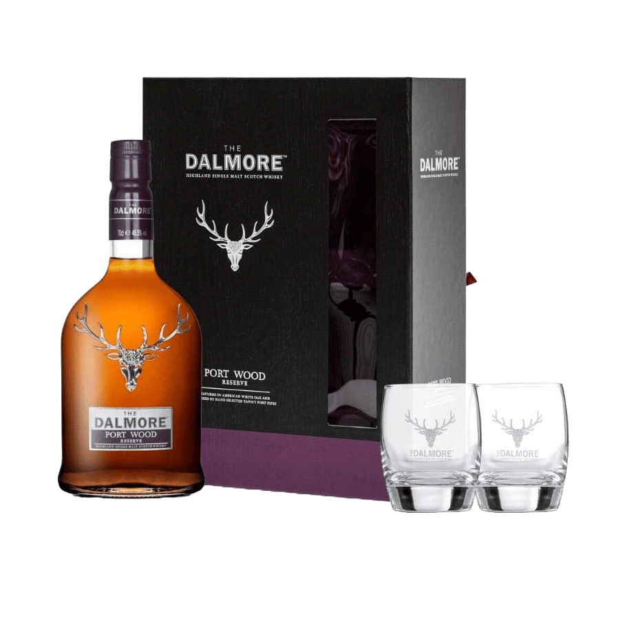 The Dalmore Port Wood Gift Set with 2 Glasses - 750ML 