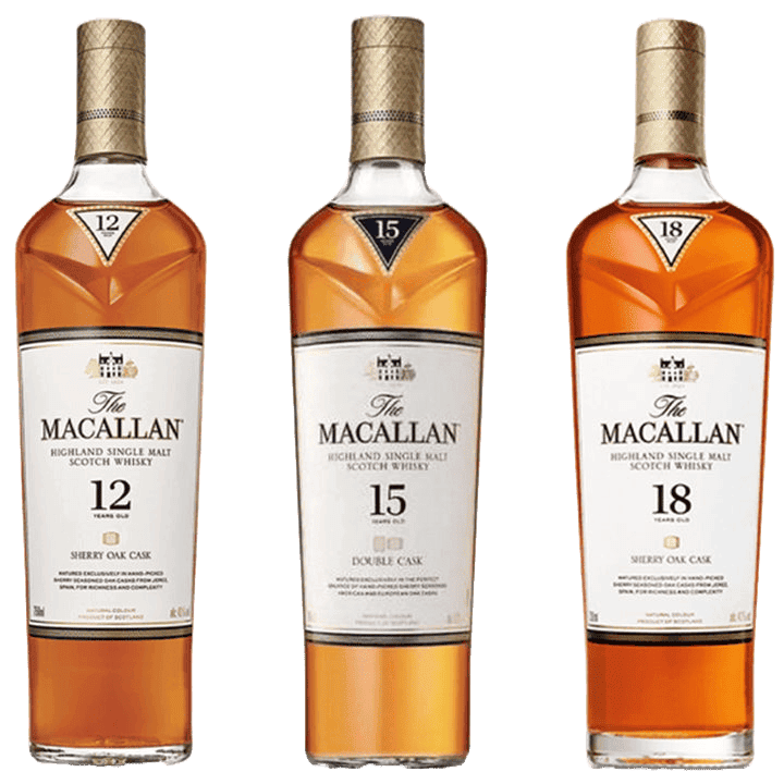 The Macallan Double Cask 12, 15, & 18 Years Old Scotch Bundle 